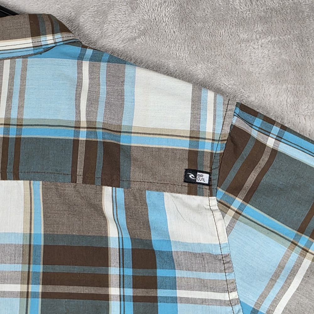 Rip Curl Men's Slim Fit Plaid Shirt Size Large Multi Color Plaid Short Sleeve - Picture 10 of 11
